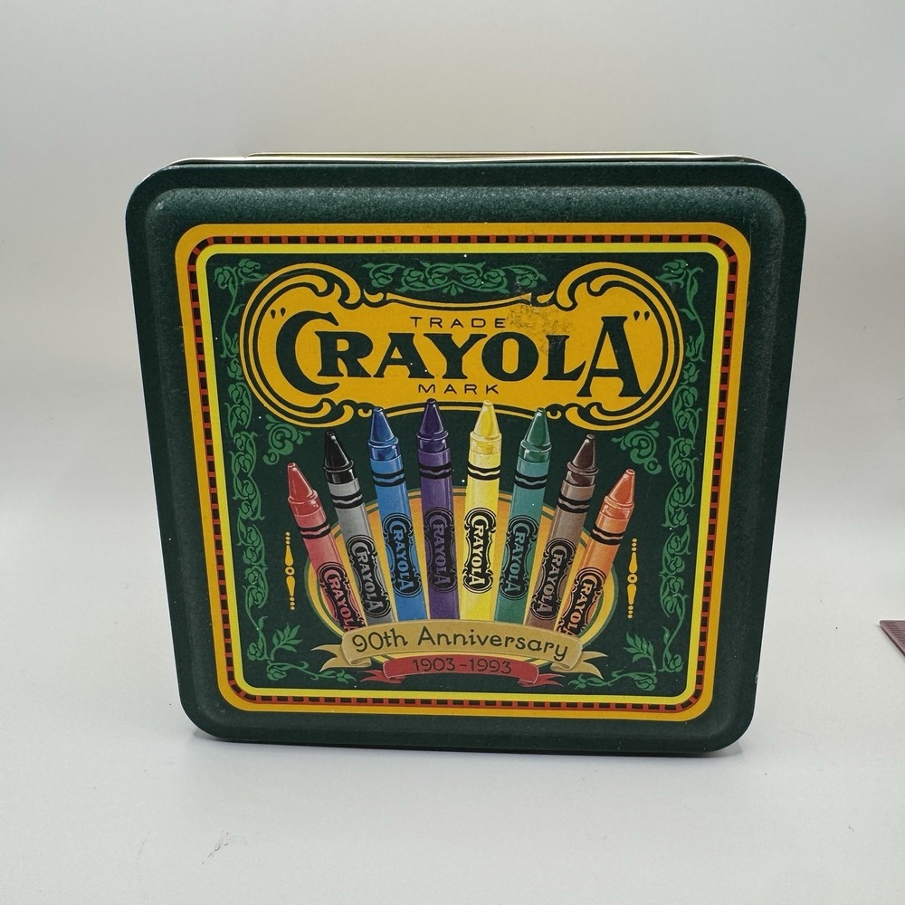 VTG Crayola 90th Anniversary 1903 1993 Tin Box 64‎ Count Crayons Storage Case